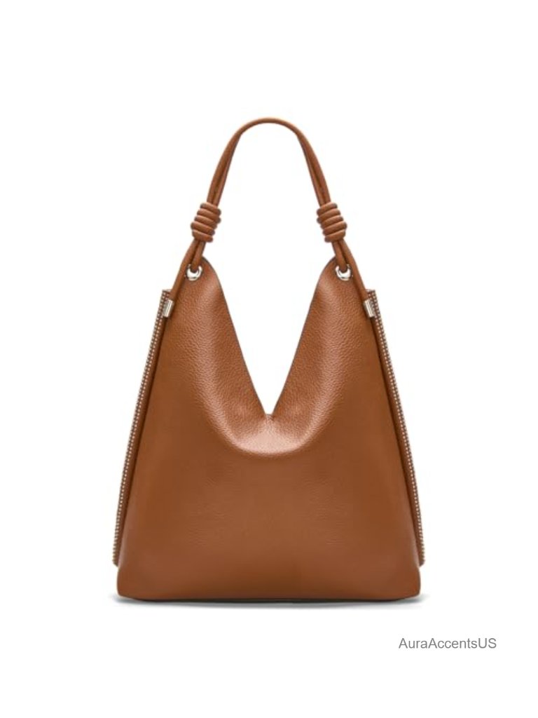 Large Slouchy Vegan Leather Hobo Shoulder Bag With Knotted Handle